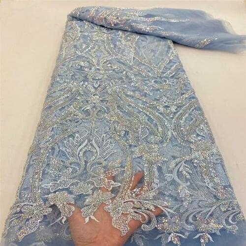 Handmade Lace African French Lace Fabric 2021 High Quality Beaded Ghana Lace For Nigerian Lace Fabrics For Party Dress r68-42