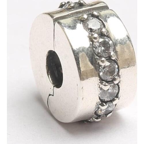 S925 Bead DIY Jewelry Shining Clips Stoppers Charm fit Lady Bracelets & Bangles