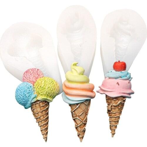Silicone Cake Mold Ice Cream Cone Shape DIY Cake Baking Decoration Tool Cute Chocolate Jelly Ice Cream Fudge Mold