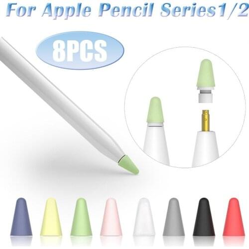 8pcs Silicone For Apple Pencil 1/2 Accessories Protective Cover For iPad 2018 Pro 12.9 11 inch Pen Tip Case Nib Replacement