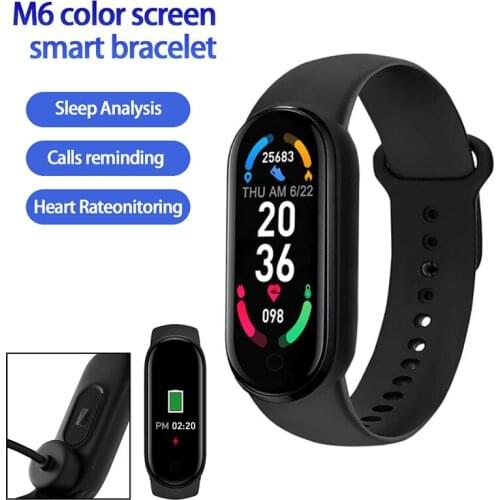 M6 Smart Watch Magnetic Adsorption Charging Sport Fitness Bracelet Heart Rate Tracker Blood Pressure Monitor Smartwatch
