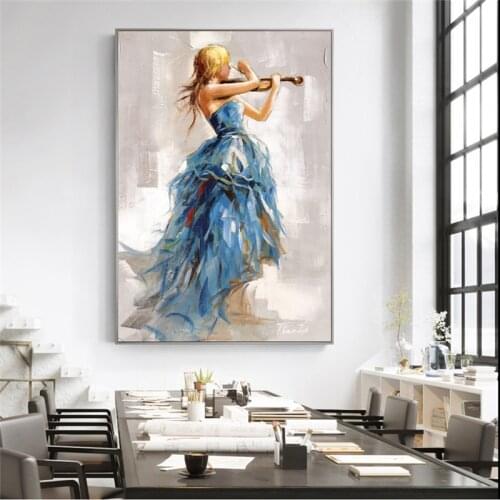 Modern Wall Art Canvas Paintings Girl Playing The Violin Posters and Prints Ballerina Girl Canvas Art Prints for Living Room
