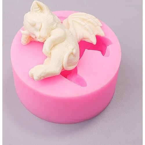 T8DE Sleep Devil Cat Candle Epoxy Resin Mold Aromatherapy Plaster Silicone Mould DIY Crafts Jewelry Home Decorations Casting