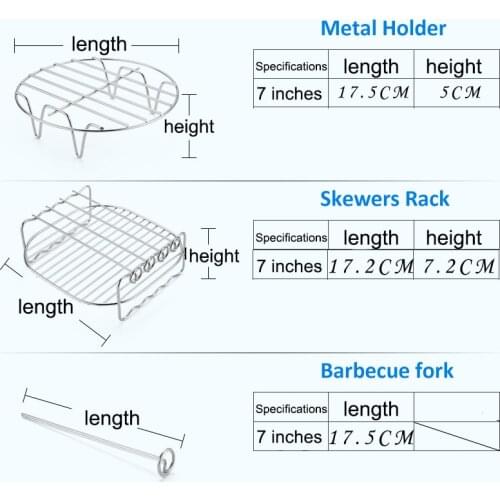 Air Fryer Accessories Air Fryer Rack Set of 3 Multi-purpose 7 Inch Double Layer Rack Metal Holder for Kitchen Tools FPing