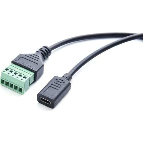 TYPE-C female to 5pin green terminal connection transmission signal extender USB connector plug extension cable