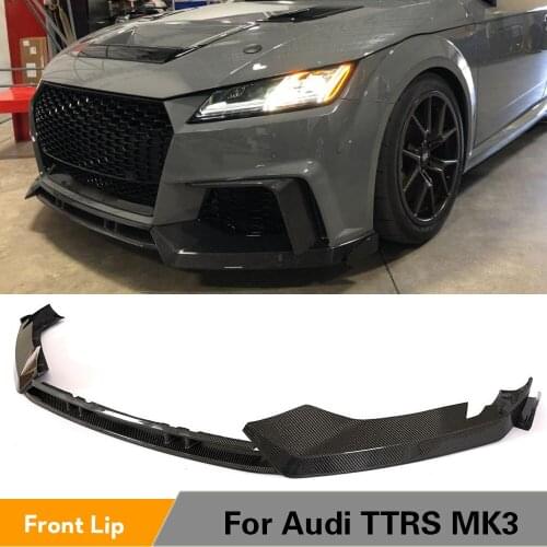 Carbon Fiber / FRP Black Front Bumper Lip Spoiler for Audi TTRS MK3 2016 2017 2018 Carbon Fiber Bumper Lip Splitters Protector