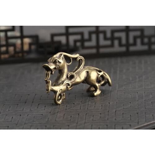 Colgante de dragón de bronce para coche, llavero, mango de columpio, artesanía