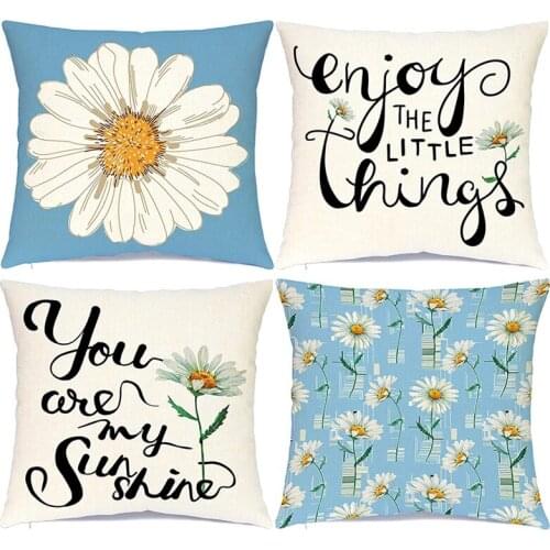 Spring Pillow Covers 18X18 Set of 4 Summer Decor Farmhouse Throw Pillows Covers for Outdoor Home Decor Couch Sofa Bed