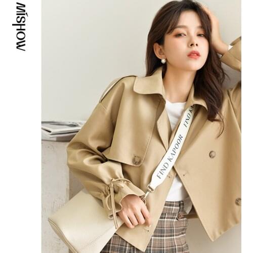 MISHOW 2020 Autumn Winter Trench Coat For Women Short Windbreaker Thin Jacket With Belt Female Outwear Tops MX20C7225