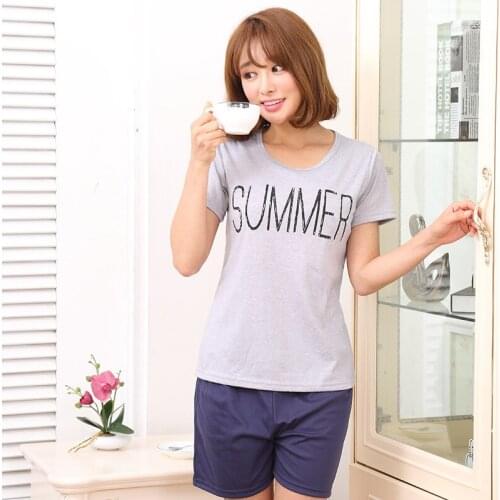 Women summer thin ladies pajamas 2019 new two piece cotton short sleeve shorts Korean women pajama sets pajamas for women