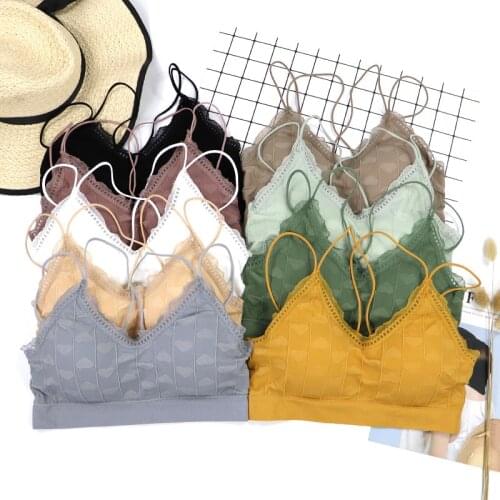 Women Cotton Bra Sexy Lace Top Women Sports Bra Tube Top Fashion Solid Color Tank Up Girls Love Bra Seamless Female Lingerie