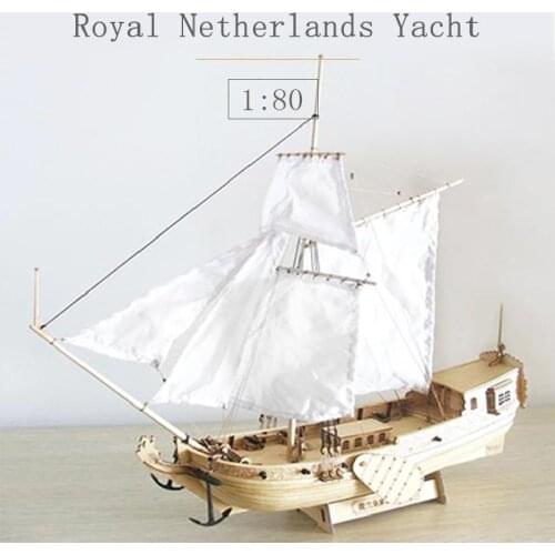 1:80 Scale Royal Netherlands Yacht DIY Sailboat Model Kit 3D Designer Constructor Handmade Adults Puzzle Sailing Boats Model Toy