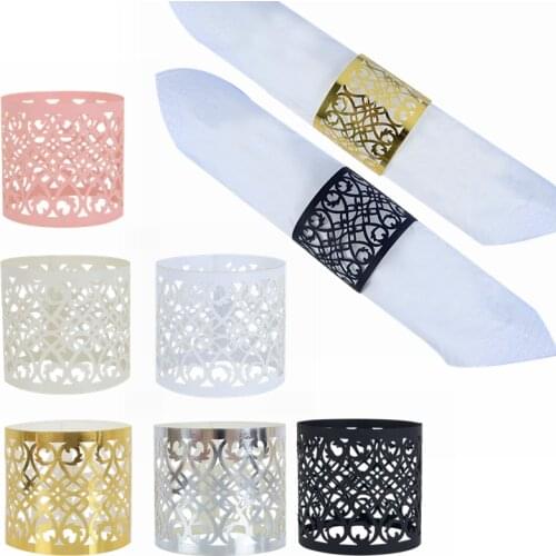 10/20pcs Paper Napkin Ring Gold Silver Hollow Napkin Holder Towel Buckle Wedding Birthday Party Home Table Decoration Supplies