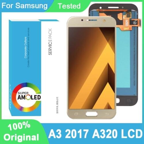 100% Original AMOLED 4.7'' Display For Samsung Galaxy A3 2017 A320 A320F Full LCD Touch Screen Digitizer Assembly Repair Parts