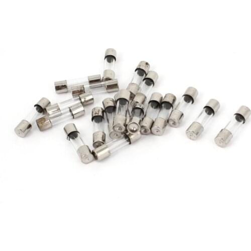 20 pcs 5 x 20 mm, 250 V 5 A Fast action cartridge fuse glass tube F 5 AL 250 V Silver + transparent