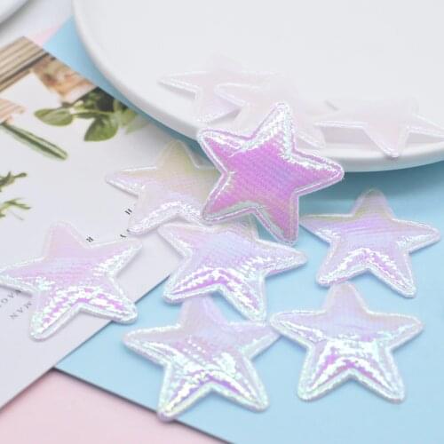 50Pcs 40mm Padded AB Cloth Star Applique for DIY Craft Clothes Wedding Sewing Patches Handmade Headwear Bow Decor Accessory C29