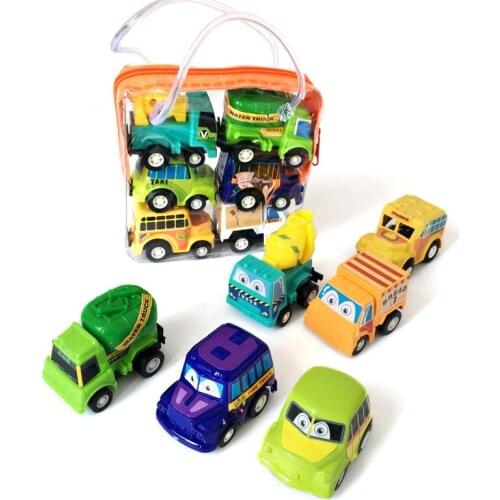6pcs Pull Back Car Toys Car Children Racing Car Baby Mini Cars Cartoon Pull Back Bus Truck Kids Toys For Children Boy M0225