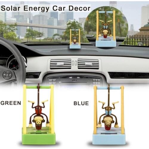 Car Ornament Solar Powered Swing Monkey Dancing Shaking Head Cartoon Animal Doll Auto Dashboard Decoration Cute Accessories