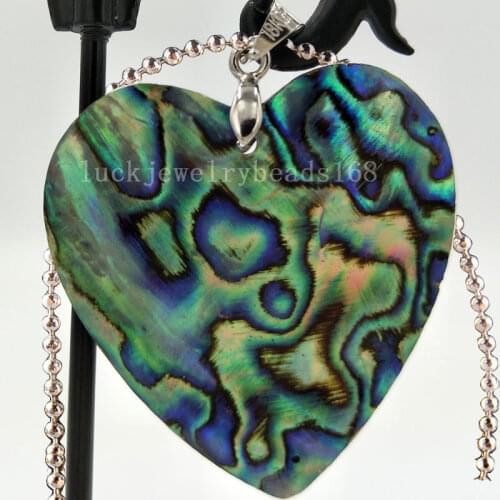 Free Shipping Women Fashion Jewelry New Zealand Abalone Shell Heart Necklace With Chain 1pcs C4801