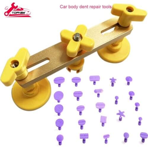 Paintless Dent Removal Tools Bridge Dent Puller Kit Auto Body Ding Hand Tools Puller with 24pcs Different Size Glue Tabs