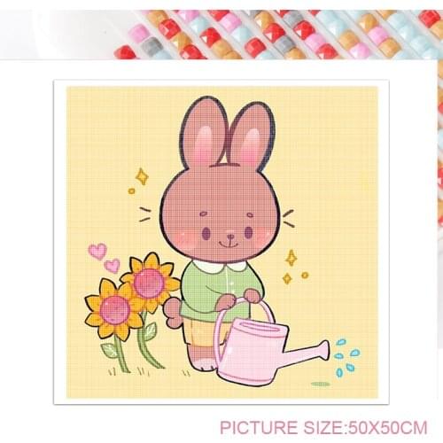 Baby Kids Room Decor Diamond Painting Cartoon Animal Bunny Rabbit Jewel Cross Stitch Nursery Diy Paint Mosaic Arts Kit