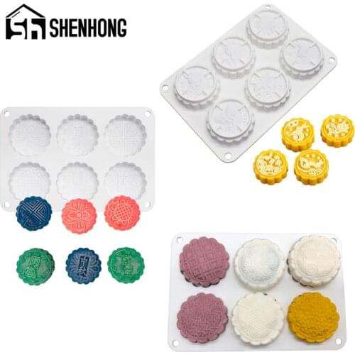 SHENHONG 3 Types Mid Autumn Festival Mooncake Mold Silicone Cake Mould Baking Tools Soap Making Form Mousse Decorating Pan