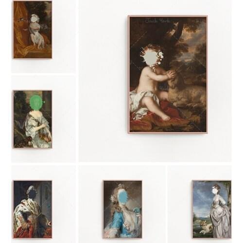 Altered Art Antique Oil Painting Printable Artwork Living Room Decor Vintage Portrait Quirky Art Print Eclectic Wall Art