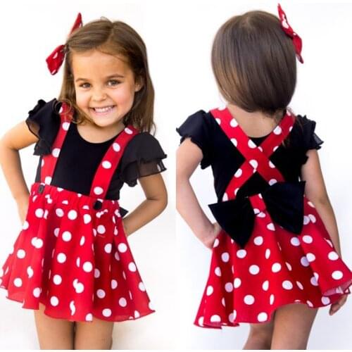 Girls clothes set girls minnie clothes set skirt set red pink polka dots Minnie birthday dress princess girls set toddler child
