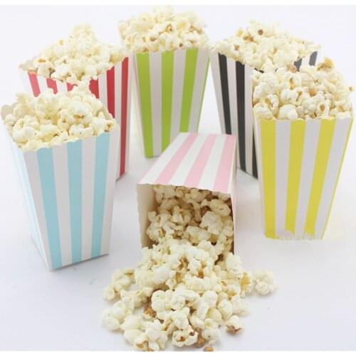 5pcs Popcorn Box Dot Wave Striped Popcorn Baking Packaging Carton Candy Wedding Kids Birthday Party Decor Baby Shower Supplies