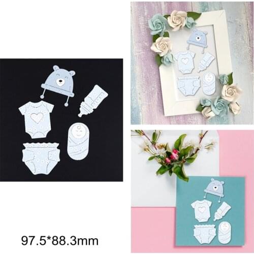 Little Baby Clothes Diaper Bear Hat Bottle Metal Cutting Dies DIY Scrapbook Craft Decorate Cards New Stencils 2020 Make Cards