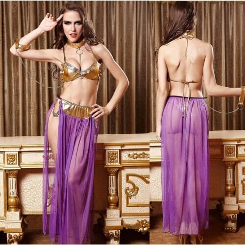 2021 New Adult Women Sexy Women Slave Princess Leia Costume Bikini Bra With Skirt Halloween Lady Fancy Dress Cosplay Costume