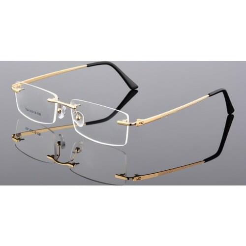 Ultra-light Rimless Alloy Glasses Farsighted Frame Diamond Cutting Myopia Frame Can Custom prescription Recipe Lense