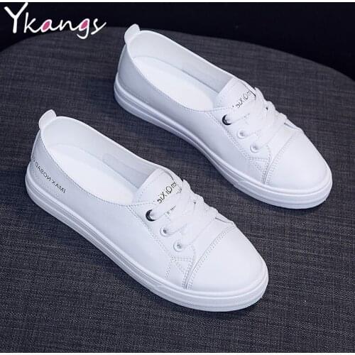 PU Leather Casual White Shoes For Students Womens Classic Vulcanize Shoes Comfortable Daily Wild Loafers Sneakers Streetwear