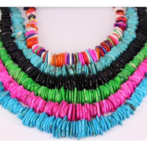 Approx 130pcs,Mixed Colors,Natural Magnesite Freeform Heishi Beads,Drilled Graduated Slab Disc Spacer Howlite Pendant