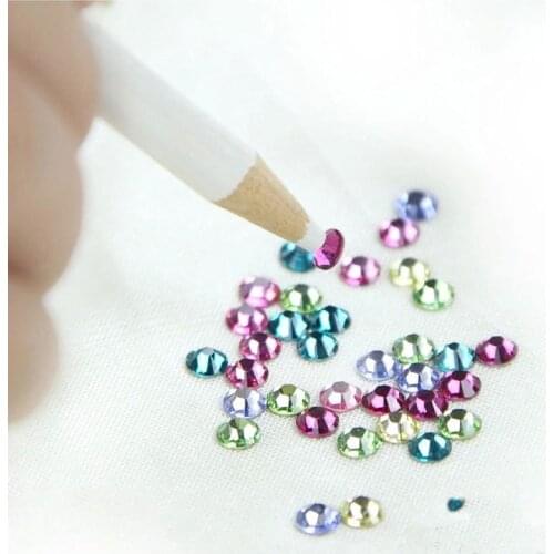 MIOBLET 1pc 17.5cm Professional White Wooden Dotting Pencils Point Drill Pen For Nail Art Rhinestones Gems Manicures Tools #7766