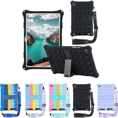 Bubble Case for Samsung Galaxy Tab A7 Silicone Case SM-T507 T505 T500 Stress Relief Anti-Anxiety Rubber Cover with Strap+Stylus