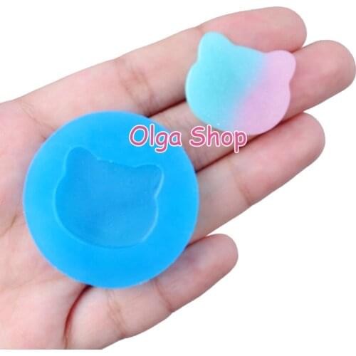 PYL785 21.4mm x 24.0mm Kitty Cat Silicone Mold Fondant Cake Decoration Candy Resin Clay Earrings Necklace Craft Soap Candle