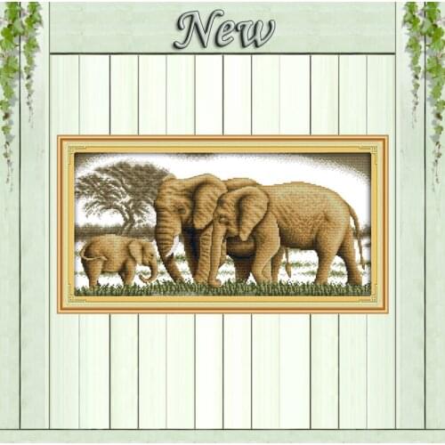 A Happy family elephant paintings counted printed on canvas DMC 14CT 11CT Chinese Cross Stitch Needlework Sets Embroidery kits