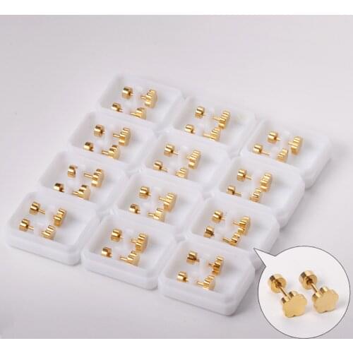 12 Pairs Stainless Steel Flower Earrings Sets aros Mujer Bulk Sale Jewelry Gold Color Cute Screw Back Stud Earrings Women Party
