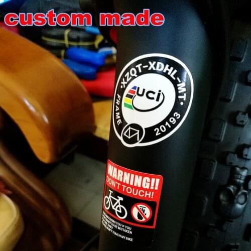 Certification small label sticker bicycle union certification label bicycle decals customize frame name ID warning films