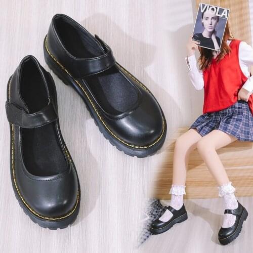 Spring Autumn Women Mary Janes Shoes Flat on Platform Lolita Shoes Leather Thick Sole Casual Shoe Back Chunky Girls Shoe 8871G
