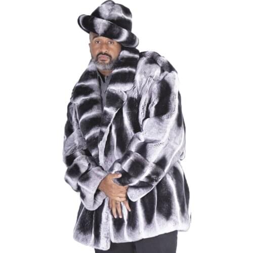 Fur Jacket Men Natural Fur Coats Winter Real Rex Rabbit Fur Coat Winter Warm Overcoat Detachable Hood