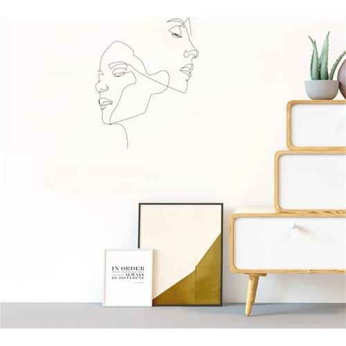 Nordic Minimalist Ins Sexy Woman Two Face Stickers Figures Line Wall Decal Decoration For Livingroom Vinyl ph720