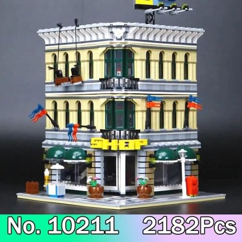 Compatible 10211 Creator Building Blocks 2182Pcs Bricks Grand Emporium Market Street View With LED Kits Girl Toys Gifts