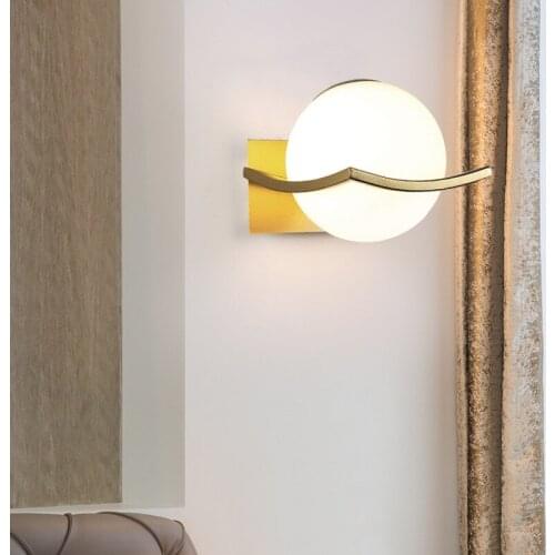 Modern Nordic Wall Lamp Frosted Glass Ball Wall Light Dining Bedroom Bedside Mounted Restaurant Aisle Corridor Wall Sconces