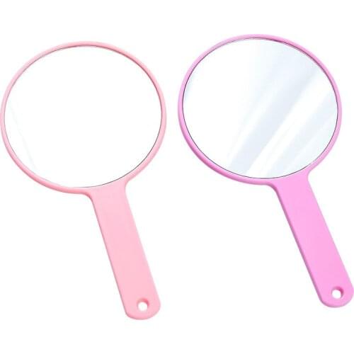 Spiegel Vanity Make Up Mirror Handhold Makeup Mirror Pink Oval Round Cosmetic Hand Mirror With Handle For Ladies