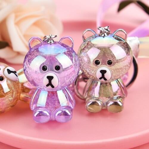 Creative ice cracked Acrylic Bear keychain for Women Couple Car Key Chain Bag Charm Keyring accessories Gift
