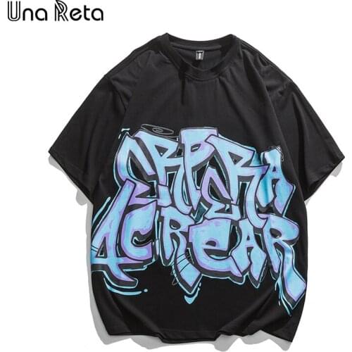 Una Reta Summer T-shirt Men New Casual Tops Men Plus size Clothing Hip hop Alphabet graffiti print Couple Oversized T-shirt