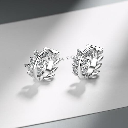 925 Sterling Silver Leaf Charm Stud Earring For Women Girls Party Wedding Jewelry eh070