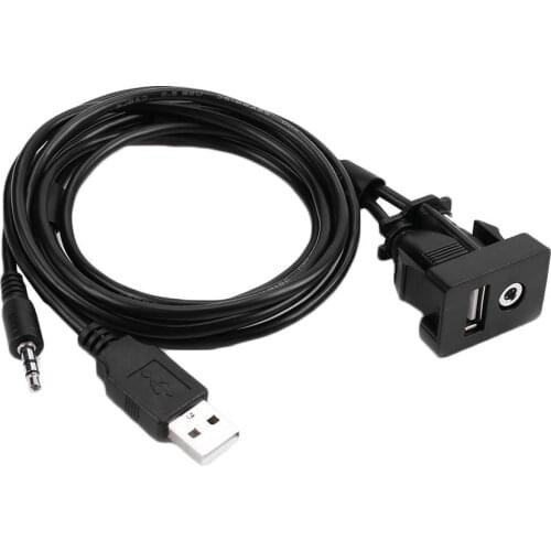 1m Dash USB Port Panel 3.5mm AUX USB Extension Cable for Toyota Camry Corolla Audio Socket with Audio Signal Support